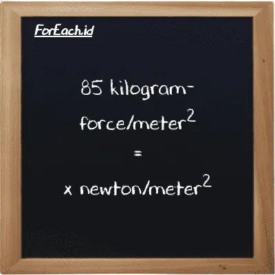 1 kilogram-force/meter<sup>2</sup> is equivalent to 9.8066 newton/meter<sup>2</sup> (1 kgf/m<sup>2</sup> is equivalent to 9.8066 N/m<sup>2</sup>)